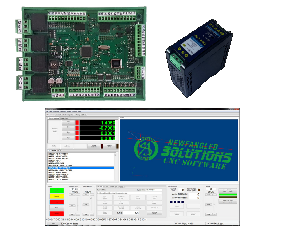 Pack Promo CNC: carte SOPROLEC 4 axes ou 5 axes+ alimentation 24V + licence Mach4 Hobby (FAO)