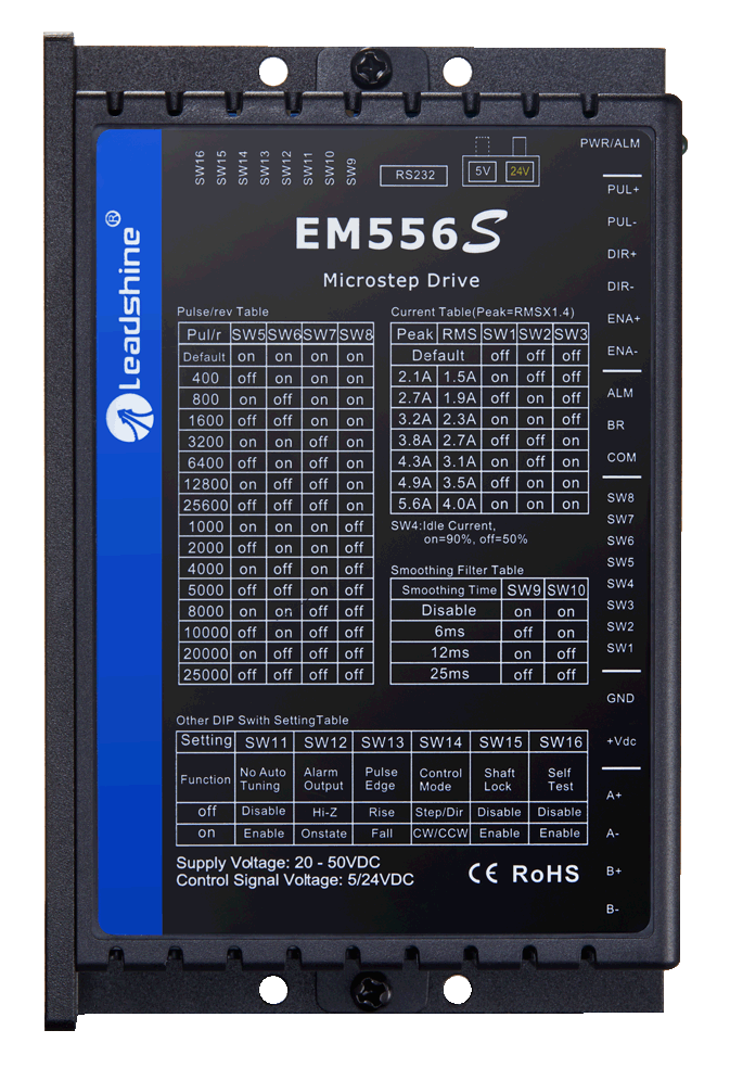 Driver pas à pas numérique Leadshine 20 à 50V / 5.6A