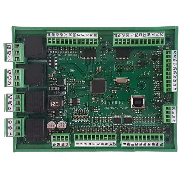 SOPROLEC
InterpCNC V2.2B -
5 axes controler card   USB/RS485 - DIN holder