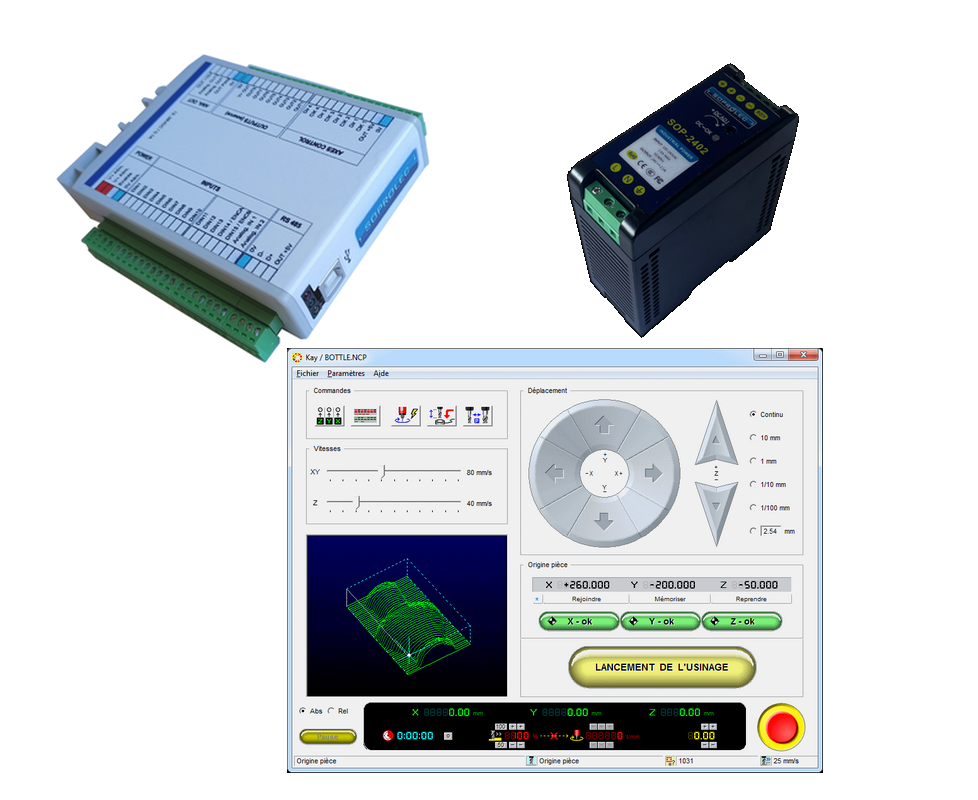 CNC pack: 4-axis SOPROLEC card + 24V power supply + GALAAD Hobby