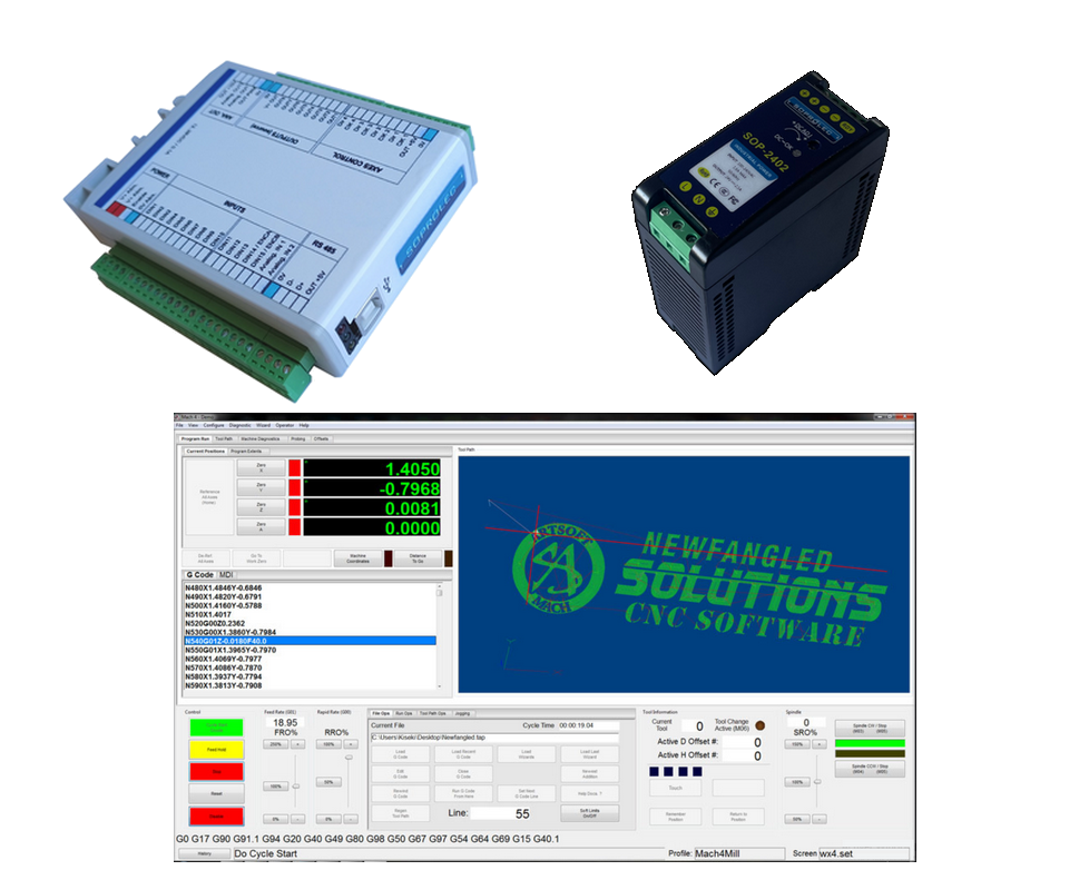 CNC pack: 4-axis SOPROLEC card + 24V power supply + Mach4 Hobby licence